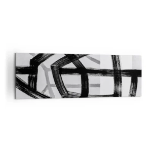 Quadro su tela - Stampe su Tela - Linee astratte in bianco e nero che si intersecano su uno sfondo chiaro - 160x50cm - Costruendo la profondità - Decorazione murale moderna per soggiorno e camera da letto ARTTOR