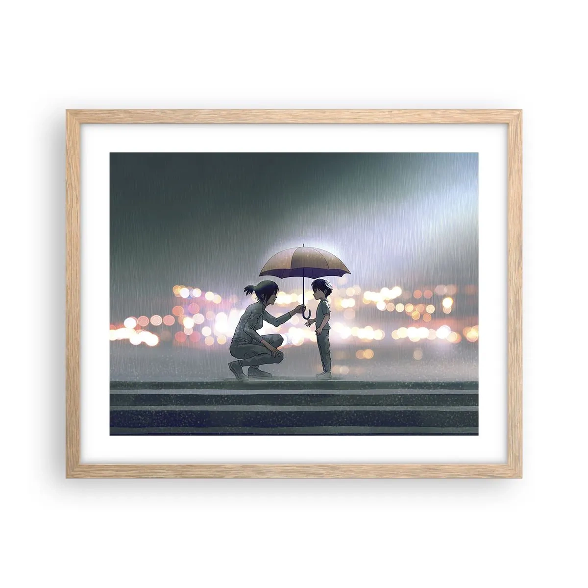 Poster in cornice rovere chiaro - E già tutto va bene - 50x40 cm