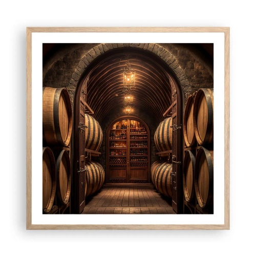 Poster in cornice rovere chiaro - L'atmosfera della cantina - 60x60 cm