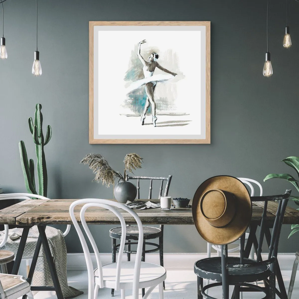 Poster in cornice rovere chiaro - Tramutata in un cigno - 40x40 cm