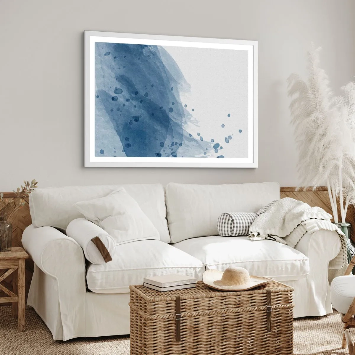 Poster in cornice bianca - Tulle blu - 100x70 cm