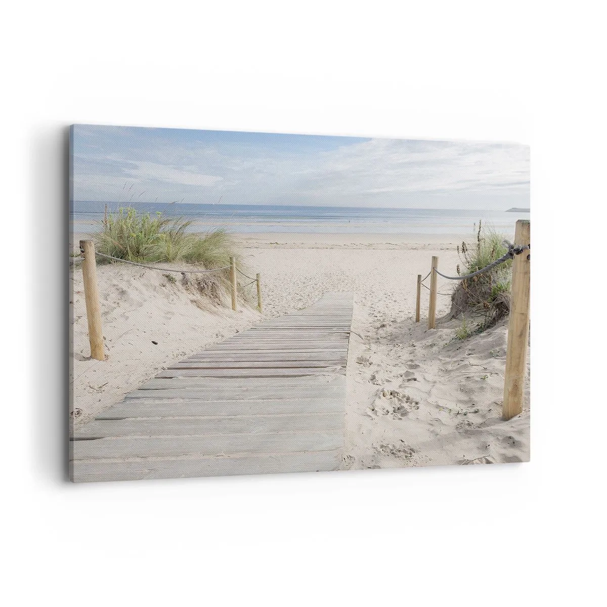 Quadro su tela - Stampe su Tela - Un sentiero di assi che conduce a una spiaggia sabbiosa - 100x70cm - Fino all'orizzonte - Decorazione murale moderna per soggiorno e camera da letto ARTTOR