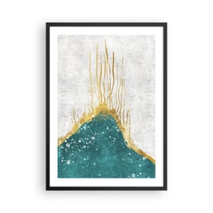 Poster in cornice nera - Composizione astratta in oro e blu - 50x70cm - Flusso dorato - Decorazione murale moderna per soggiorno e camera da letto ARTTOR