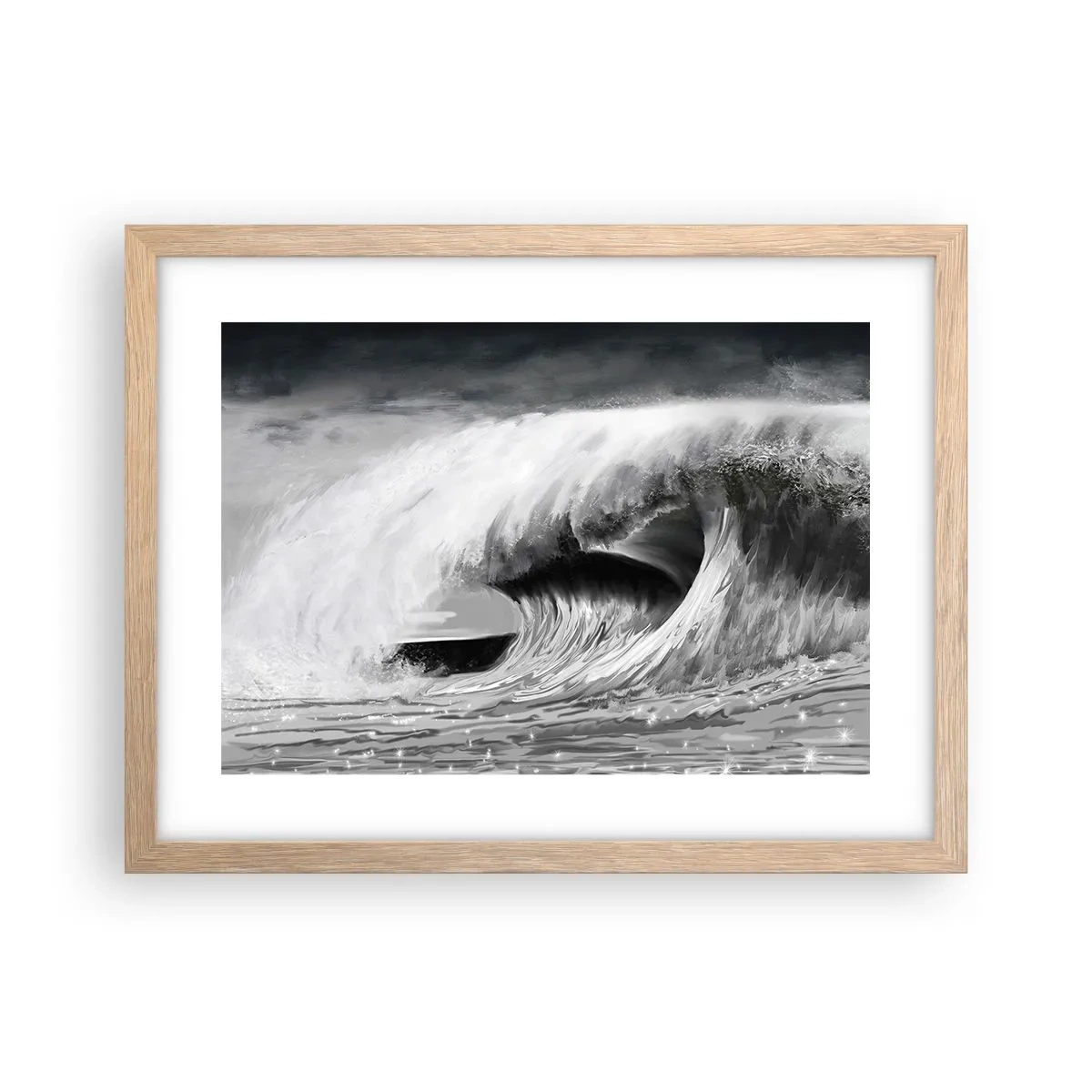 Poster in cornice rovere chiaro - La furia dell'oceano - 40x30 cm