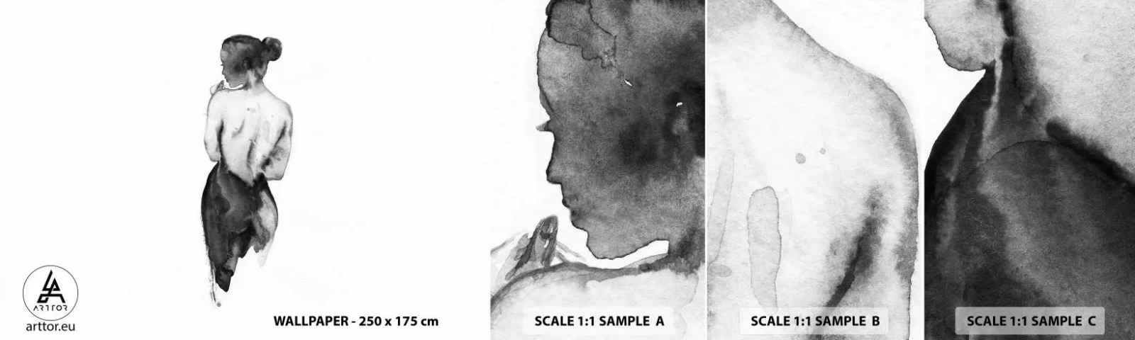 Campione Di Fotomurale Standard Eco - Accanto a lei il mondo scompare - Donna, Corpo della donna, Grafica - 100x30 cm