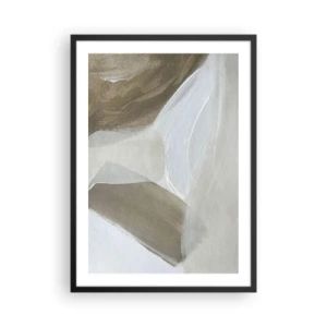 Poster in cornice nera - Astrazione minimalista nelle tonalità del beige - 50x70cm - Onda di bianco - Decorazione murale moderna per soggiorno e camera da letto ARTTOR