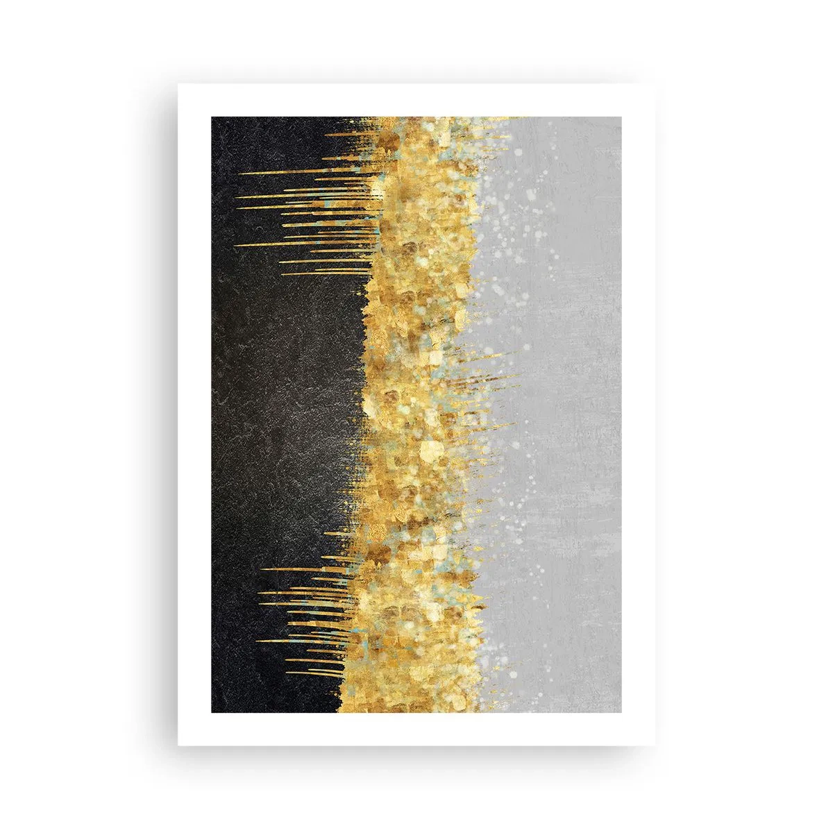 Poster - Composizione astratta di oro, nero e argento - 50x70cm - Nel profondo e verso l'alto - Decorazione murale moderna per soggiorno e camera da letto ARTTOR