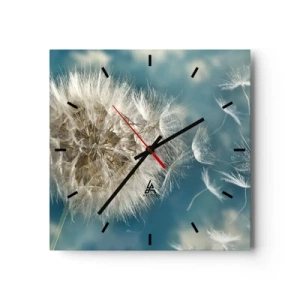 Orologio da parete - Orologio in Vetro - Un dente di leone soffiato contro un cielo blu - 30x30cm - Il respiro dell'angelo - Decorazione murale moderna per soggiorno e camera da letto ARTTOR