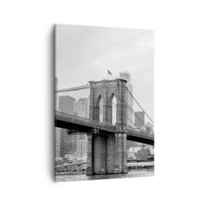 Quadro su tela - Stampe su Tela - Ponte di Brooklyn con i grattacieli di New York sullo sfondo - 50x70cm - Atmosfera di New York - Decorazione murale moderna per soggiorno e camera da letto ARTTOR