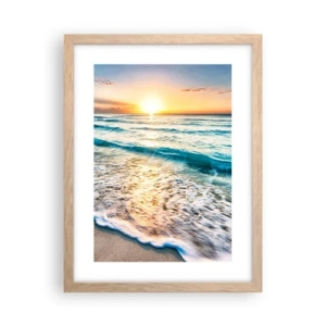Poster in cornice rovere chiaro - Tramonto sul mare - 30x40 cm