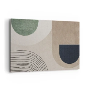 Quadro su tela - Stampe su Tela - Forme geometriche nei toni del beige e del verde - 100x70cm - La mitezza dell'ovale - Decorazione murale moderna per soggiorno e camera da letto ARTTOR