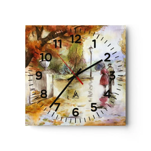 Orologio da parete - Orologio in Vetro - Autunno romantico nel parco - 40x40 cm