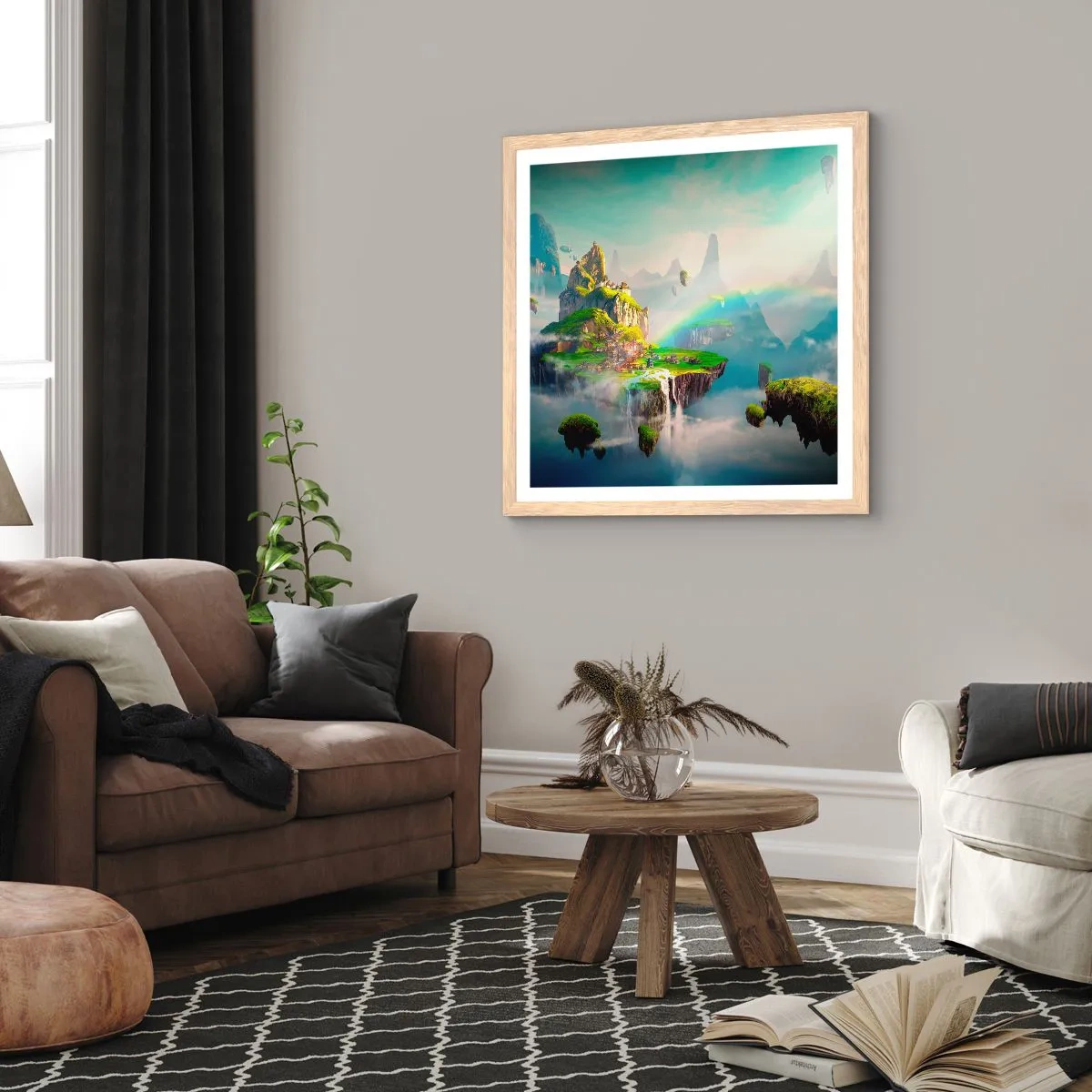Poster in cornice rovere chiaro - In mezzo al cielo: isole fortunate - 40x40 cm