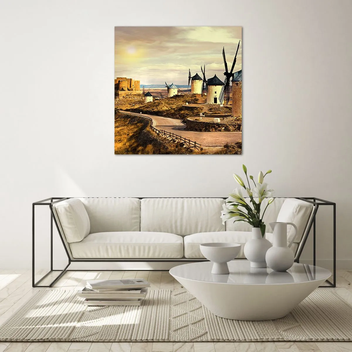 Quadro su vetro - Adesso appare Don Chisciotte - 70x70 cm