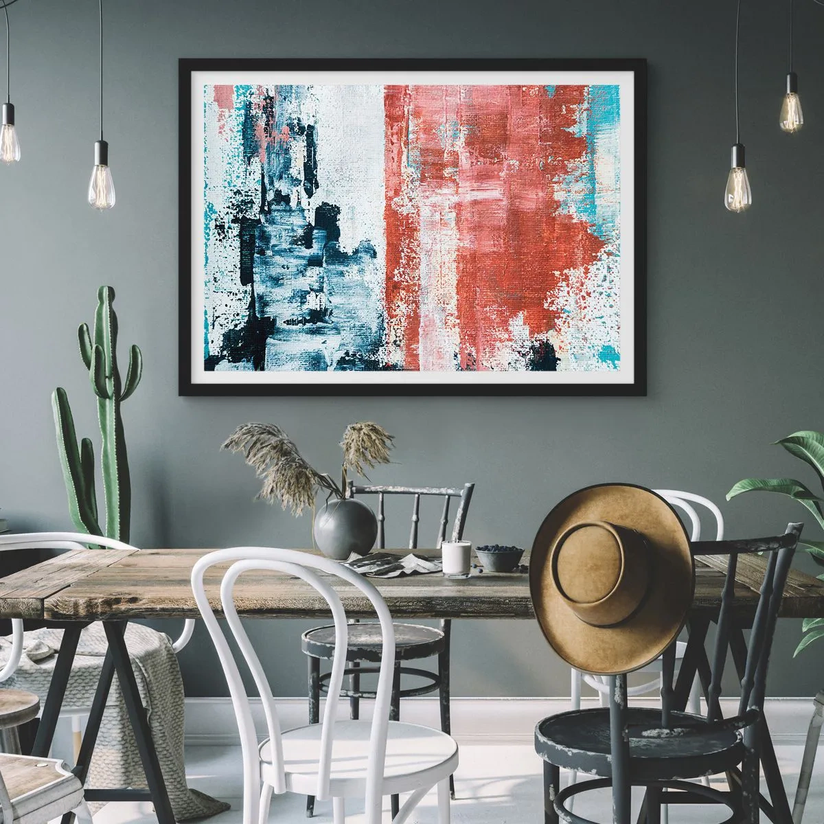 Poster in cornice nera - Astratto in due metà - 91x61 cm