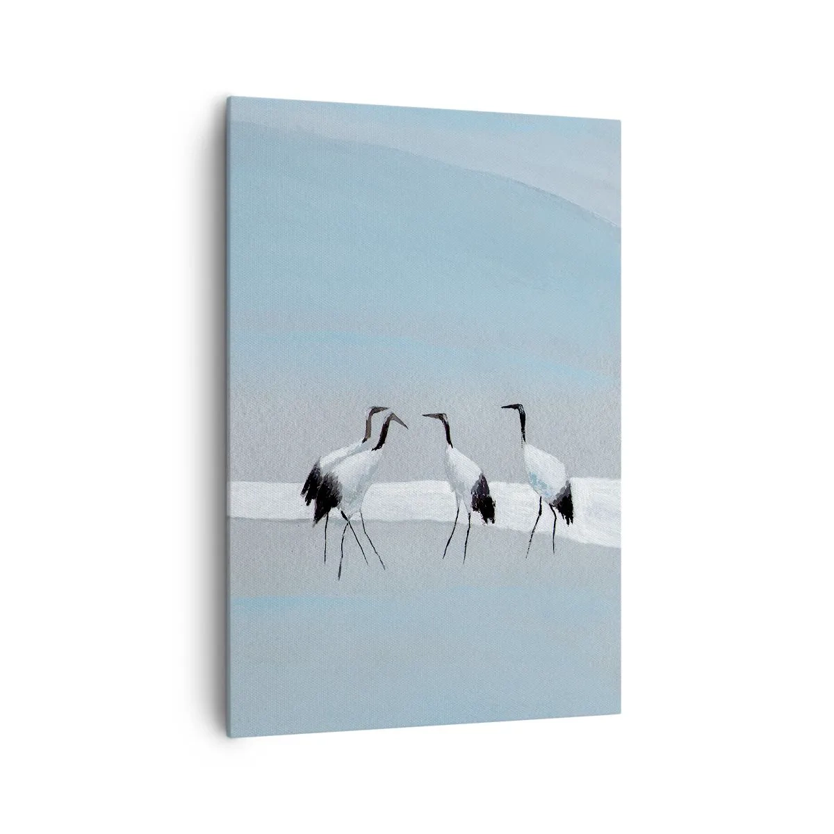 Quadro su tela - Stampe su Tela - Un gruppo di gru contro un cielo azzurro e il sole nascente - 70x100cm - Dopo un giorno rovente - Decorazione murale moderna per soggiorno e camera da letto ARTTOR