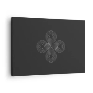 Quadro su tela - Stampe su Tela - Motivo celtico in stile minimalista su sfondo nero - 70x50cm - Nello spirito celtico - Decorazione murale moderna per soggiorno e camera da letto ARTTOR