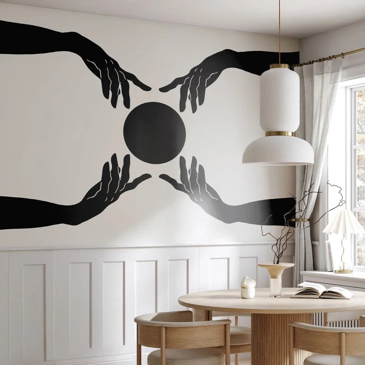 Fotomurali Premium Sand - Segno misterioso - Mani, Palla, Mani - 300x210 cm