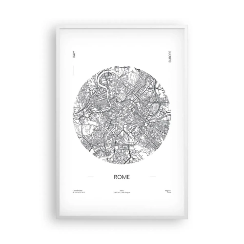 Poster in cornice bianca - Anatomia di Roma - 61x91 cm