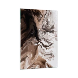 Quadro su vetro - Astrazione nei toni del marrone con linee dinamiche - 70x100cm - Contrasto di colori - Decorazione murale moderna per soggiorno e camera da letto ARTTOR