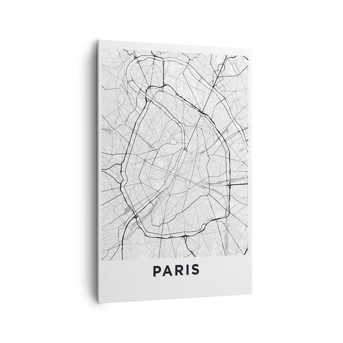 Quadro su tela - Stampe su Tela - Mappa della città minimalista in bianco e nero - 80x120cm - Il fiore di Parigi - Decorazione murale moderna per soggiorno e camera da letto ARTTOR