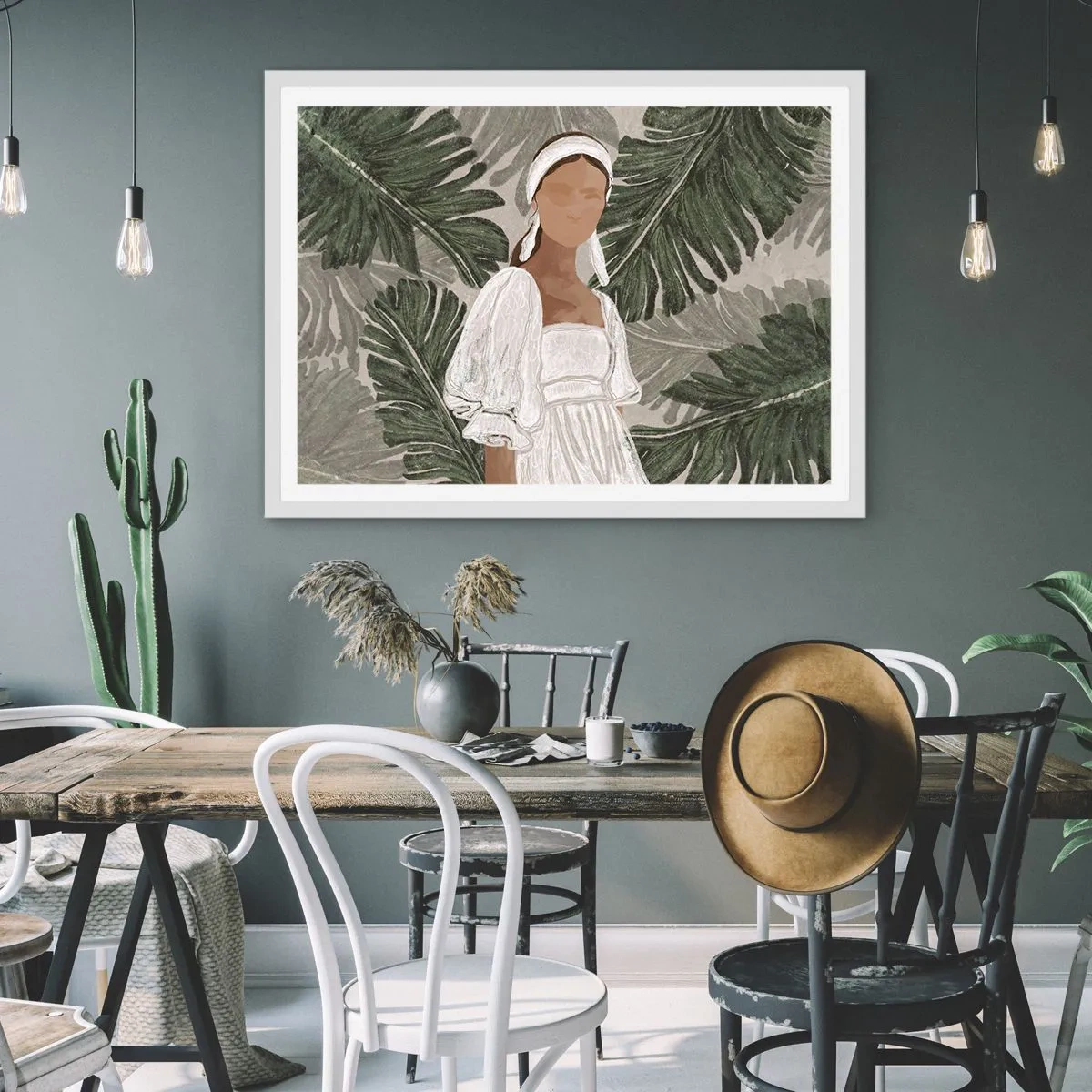 Poster in cornice bianca - Ritratto esotico - 100x70 cm