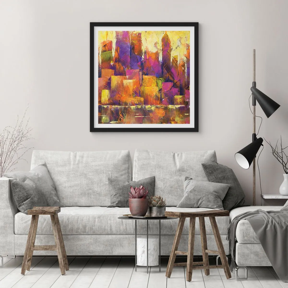 Poster in cornice nera - Composizione metropolitana - 60x60 cm