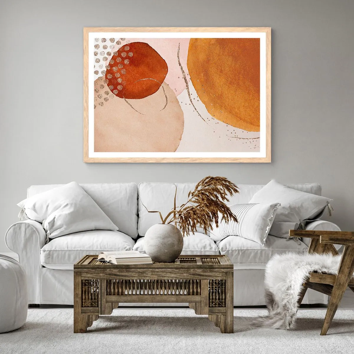 Poster in cornice rovere chiaro - Rotondità e movimento - 91x61 cm