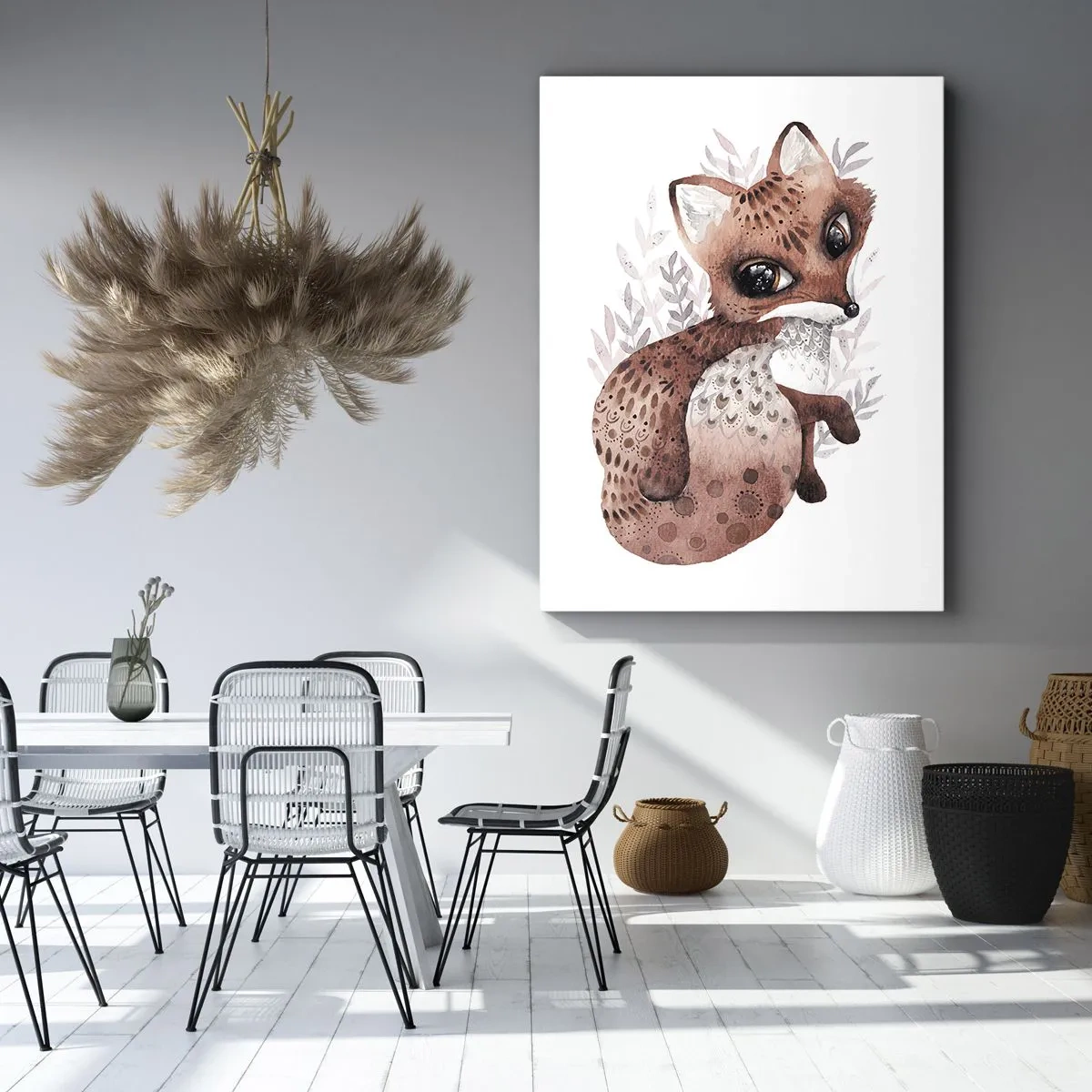 Quadro su tela - Stampe su Tela - Una simpatica volpe acquerellata su uno sfondo chiaro - 50x70cm - Semplicemente da amare - Decorazione murale moderna per soggiorno e camera da letto ARTTOR