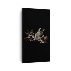 Quadro su tela - Stampe su Tela - Uccello esotico ricamato - 45x80 cm