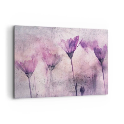 Quadro su tela - Stampe su Tela - Delicati fiori nelle tonalità del viola su uno sfondo chiaro - 120x80cm - Il sogno dei fiori - Decorazione murale moderna per soggiorno e camera da letto ARTTOR