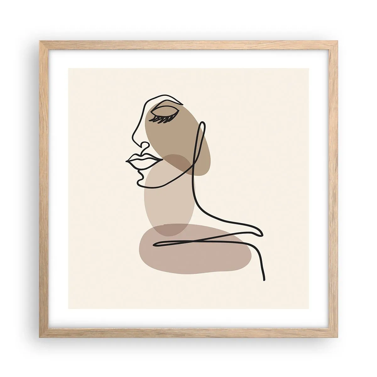 Poster in cornice rovere chiaro - Ascoltando se stessa - 50x50 cm