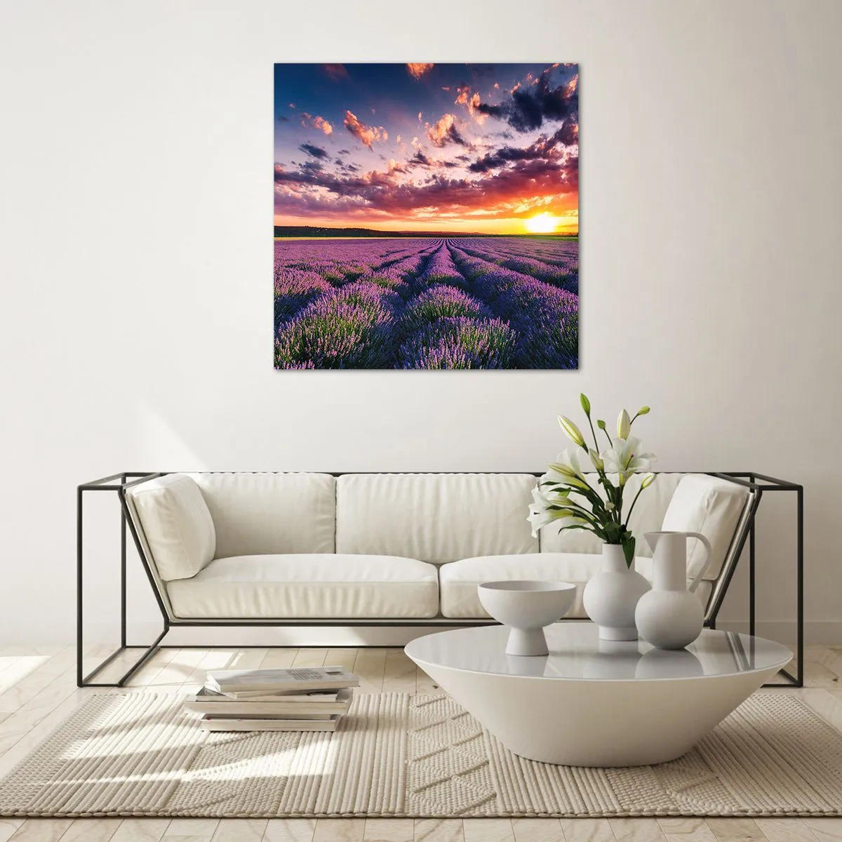 Quadro su vetro - Il mondo della lavanda - 70x70 cm