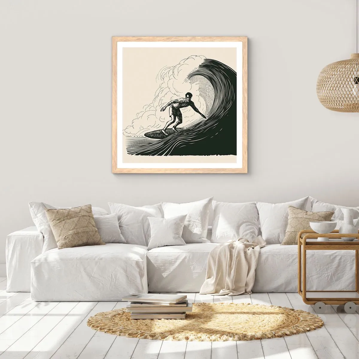 Poster in cornice rovere chiaro - Il re delle onde - 60x60 cm