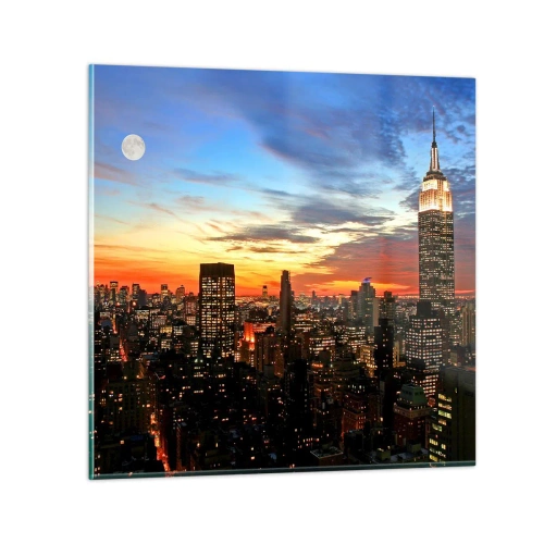 Quadro su vetro - Luminosa notte americana - 30x30 cm