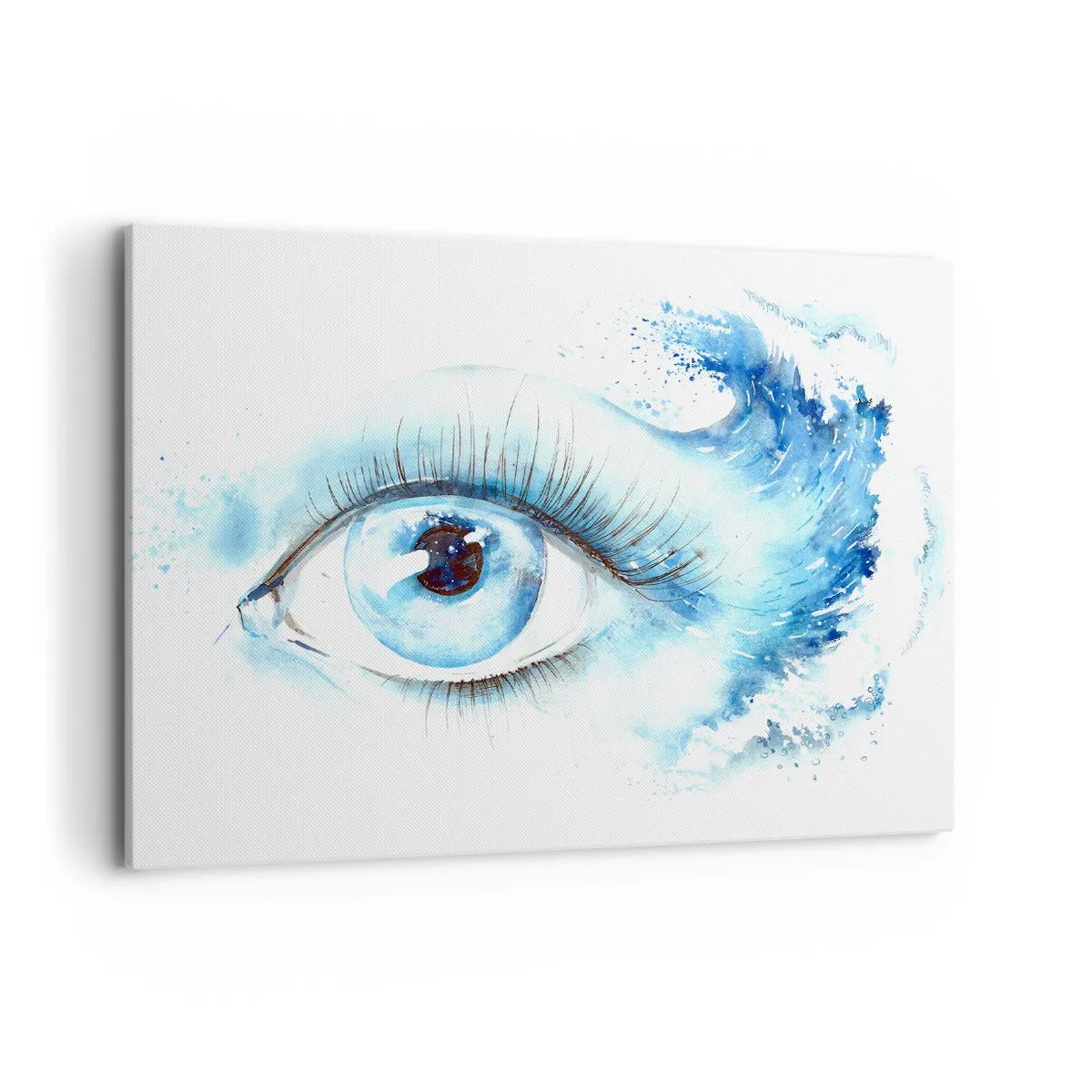 Quadro su tela - Stampe su Tela - Acquerello artistico di un occhio con un'onda dinamica - 100x70cm - Immergersi nell'azzurro dello sguardo - Decorazione murale moderna per soggiorno e camera da letto ARTTOR