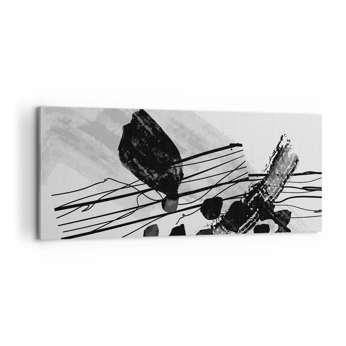 Quadro su tela - Stampe su Tela - Astrazione organica in bianco e nero - 100x40 cm