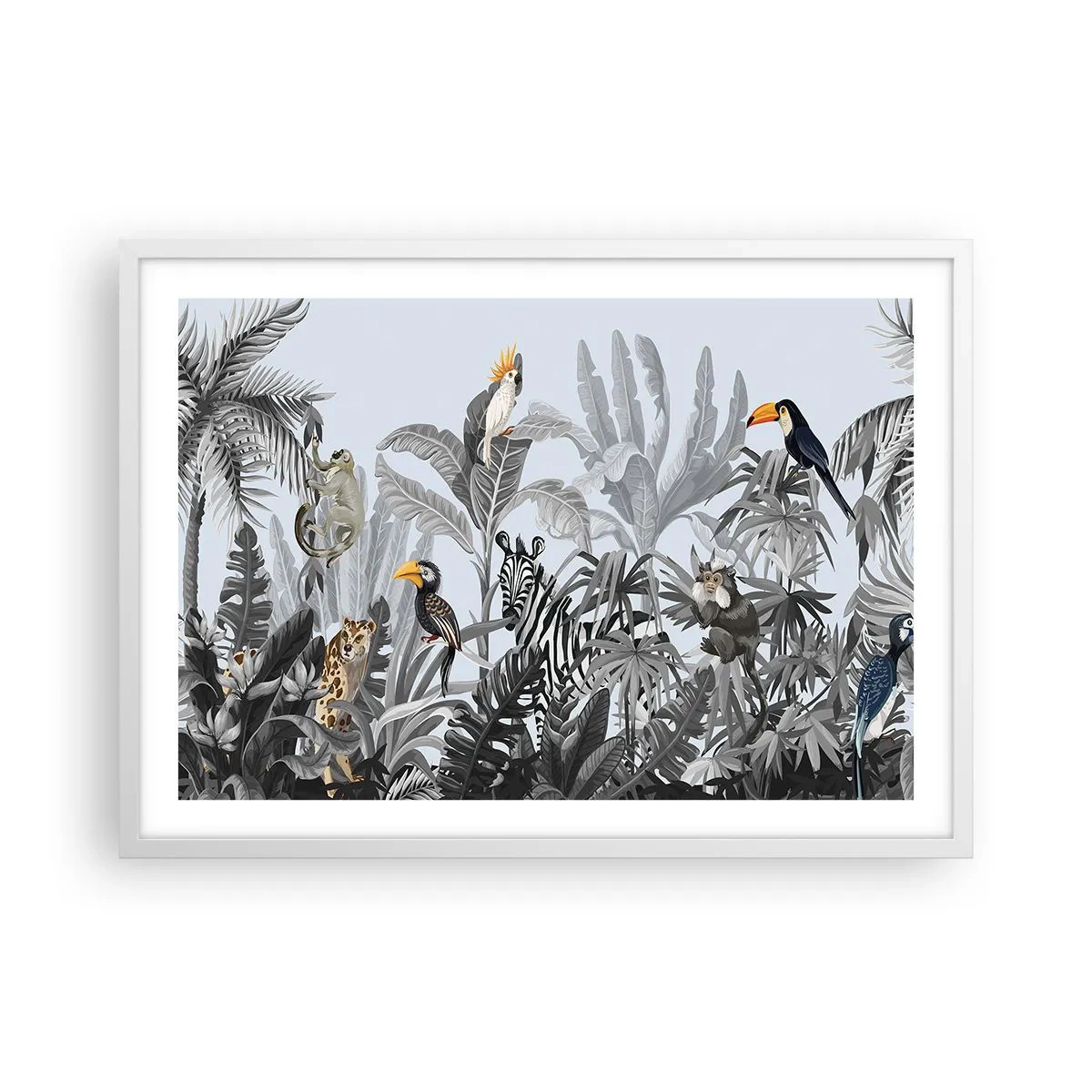 Poster in cornice bianca - Favola africana - 70x50 cm