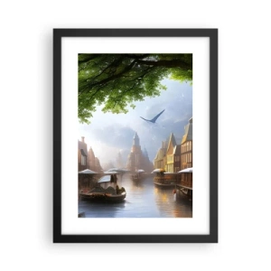 Poster in cornice nera - Paesaggio urbano olandese - 30x40 cm
