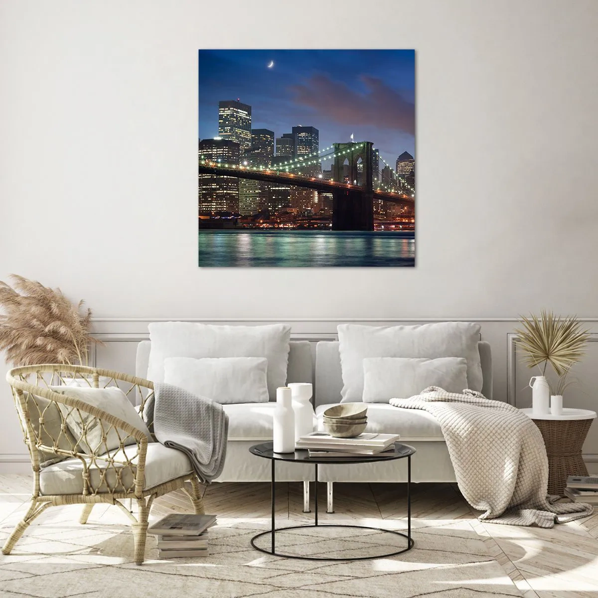 Quadro su vetro - Notte illuminata - 70x70 cm