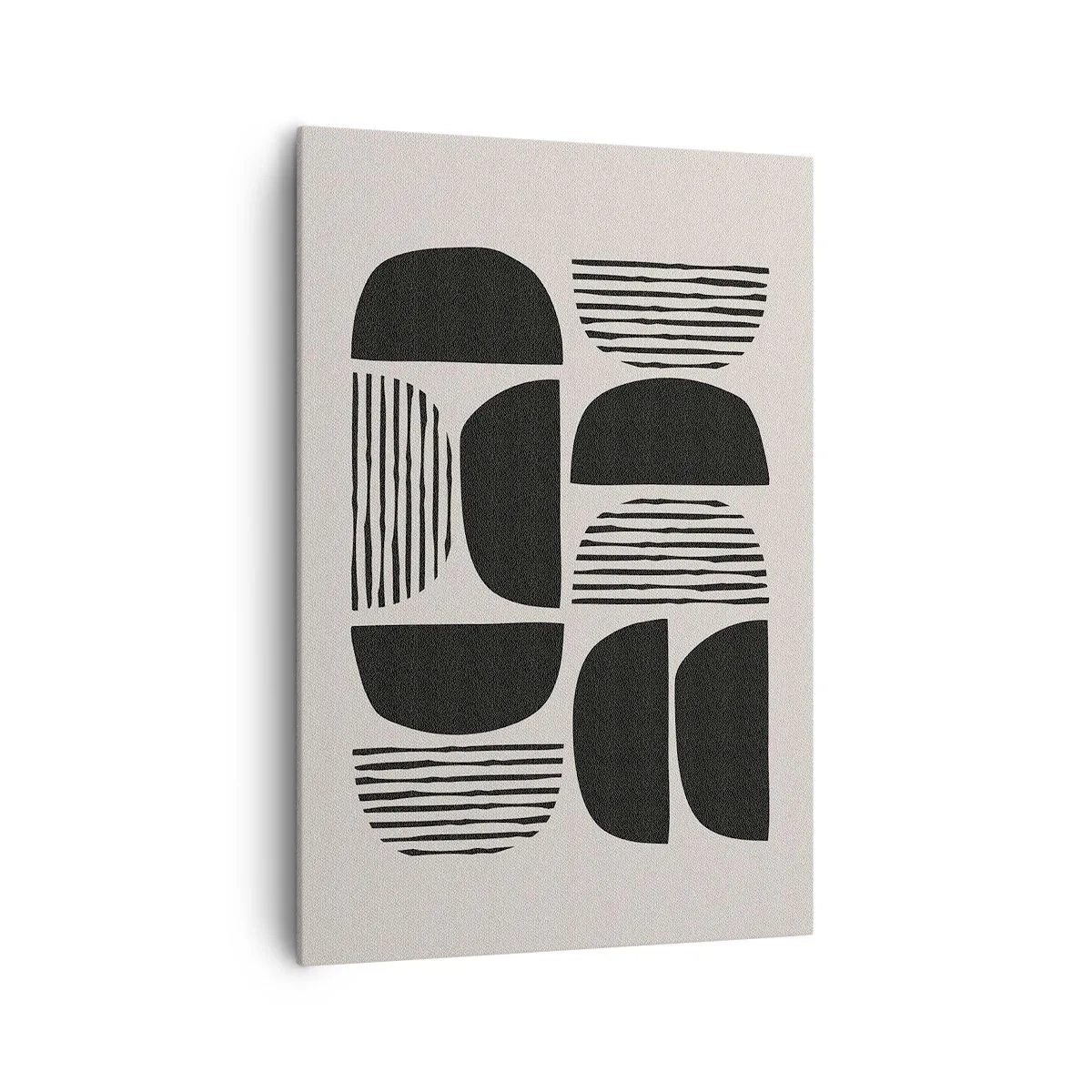 Quadro su tela - Stampe su Tela - Geometria con semicerchi e linee in nero su sfondo chiaro - 70x100cm - Sistemi di metà - Decorazione murale moderna per soggiorno e camera da letto ARTTOR