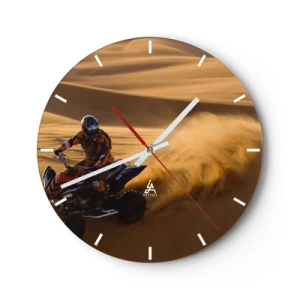 Orologio da parete - Orologio in Vetro - Quad nel deserto in azione - 30x30cm - Sulle onde della sabbia - Decorazione murale moderna per soggiorno, cucina e camera da letto ARTTOR
