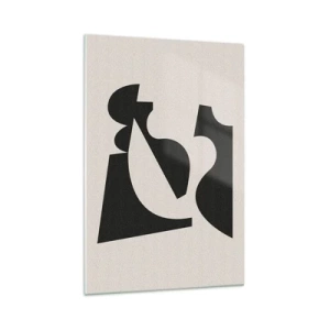 Quadro su vetro - Composizione geometrica astratta in bianco e nero - 70x100cm - Kit di montaggio - Decorazione murale moderna per soggiorno e camera da letto ARTTOR