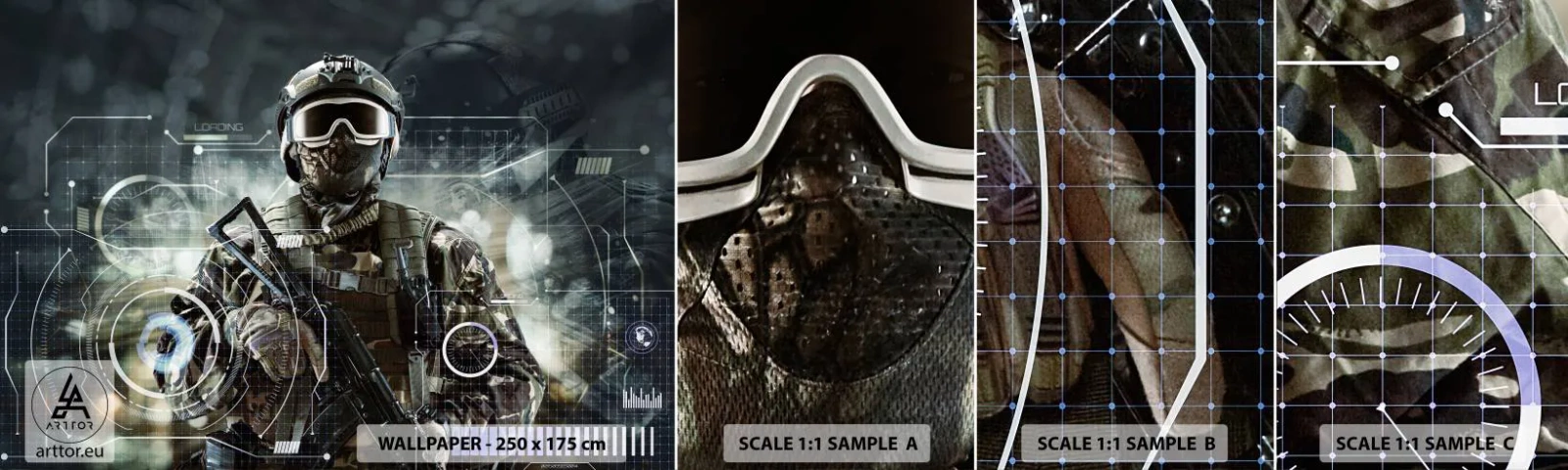 Campione di Fotomurale Adesivo Deluxe Sticker - Potenza al quadrato - Astrazione, Soldato, Commando - 100x30 cm