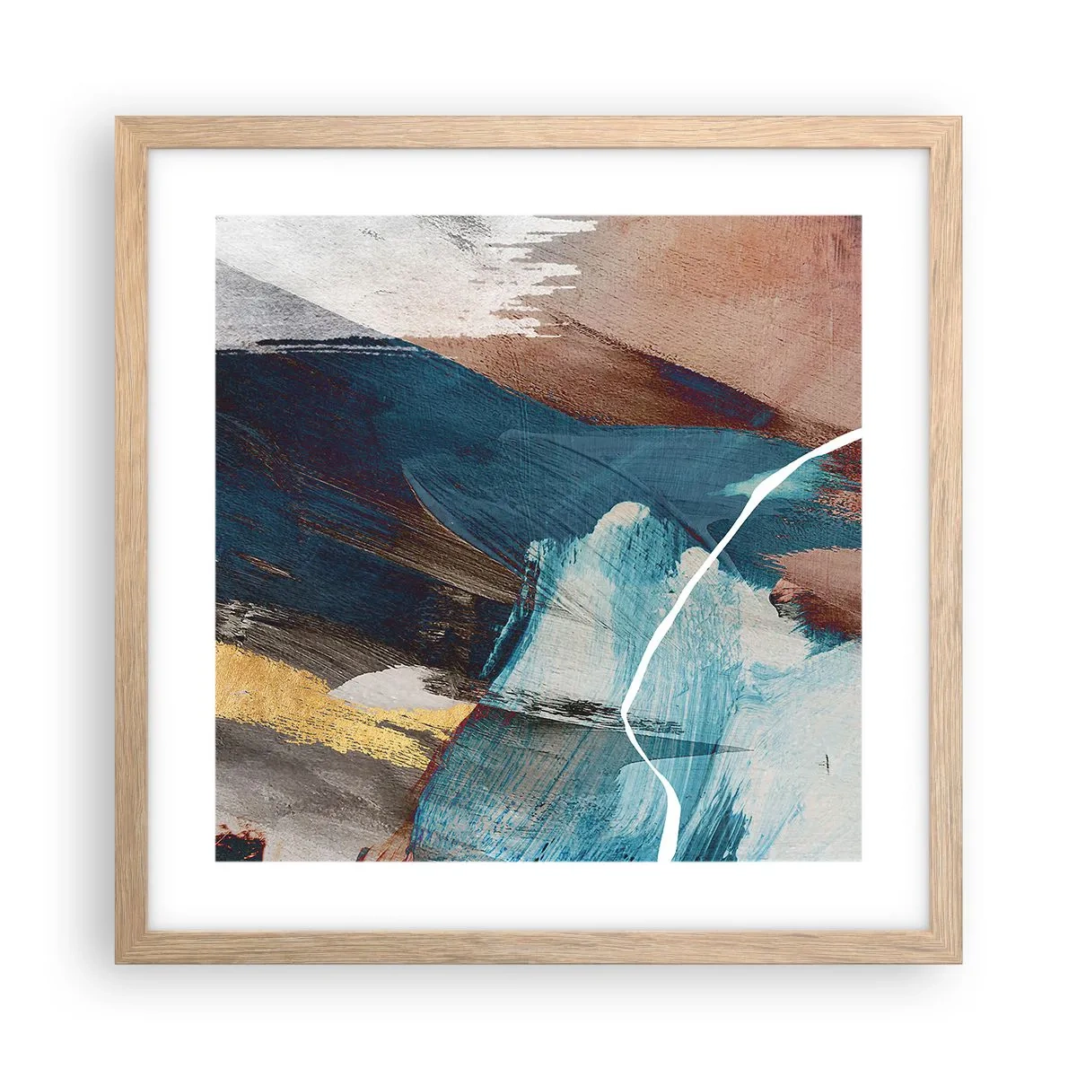 Poster in cornice rovere chiaro - Con forza ed energia - 40x40 cm