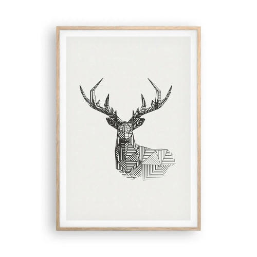 Poster in cornice rovere chiaro - Cervo in stile cubista - 70x100 cm