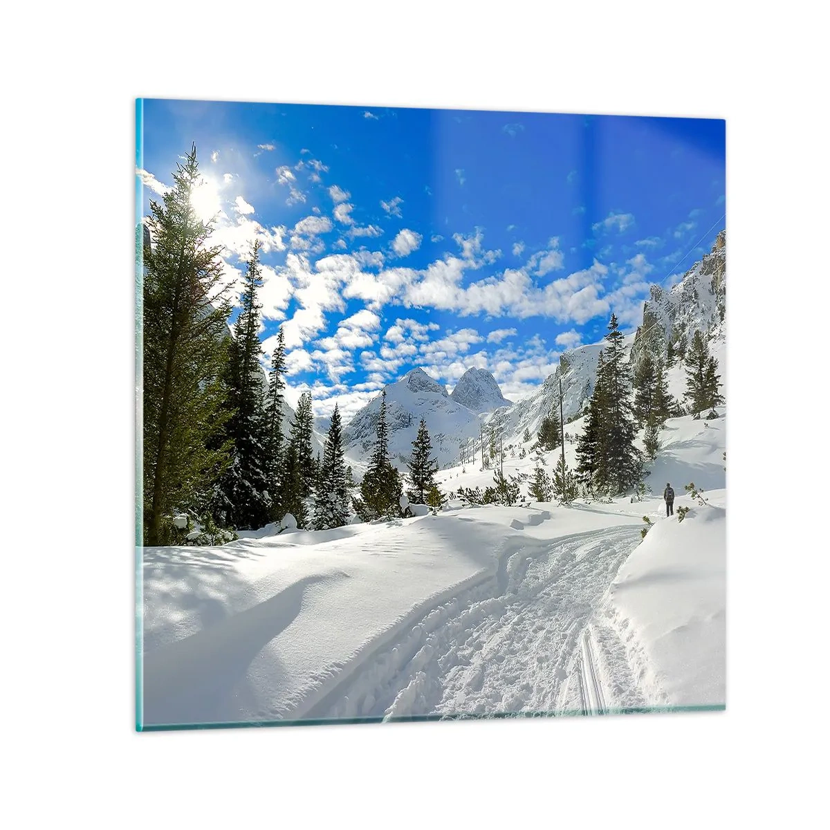 Quadro su vetro - Nella neve e nel sole - 50x50 cm