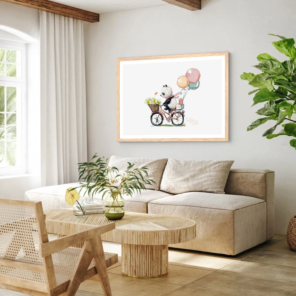 Poster in cornice rovere chiaro - Giorno felice - 100x70 cm