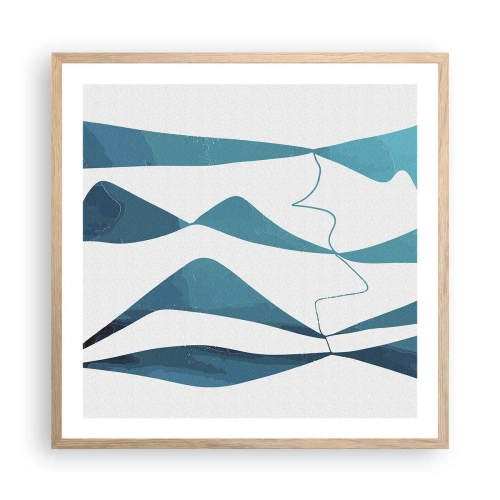 Poster in cornice rovere chiaro - Astrazione: legame turchese - 60x60 cm