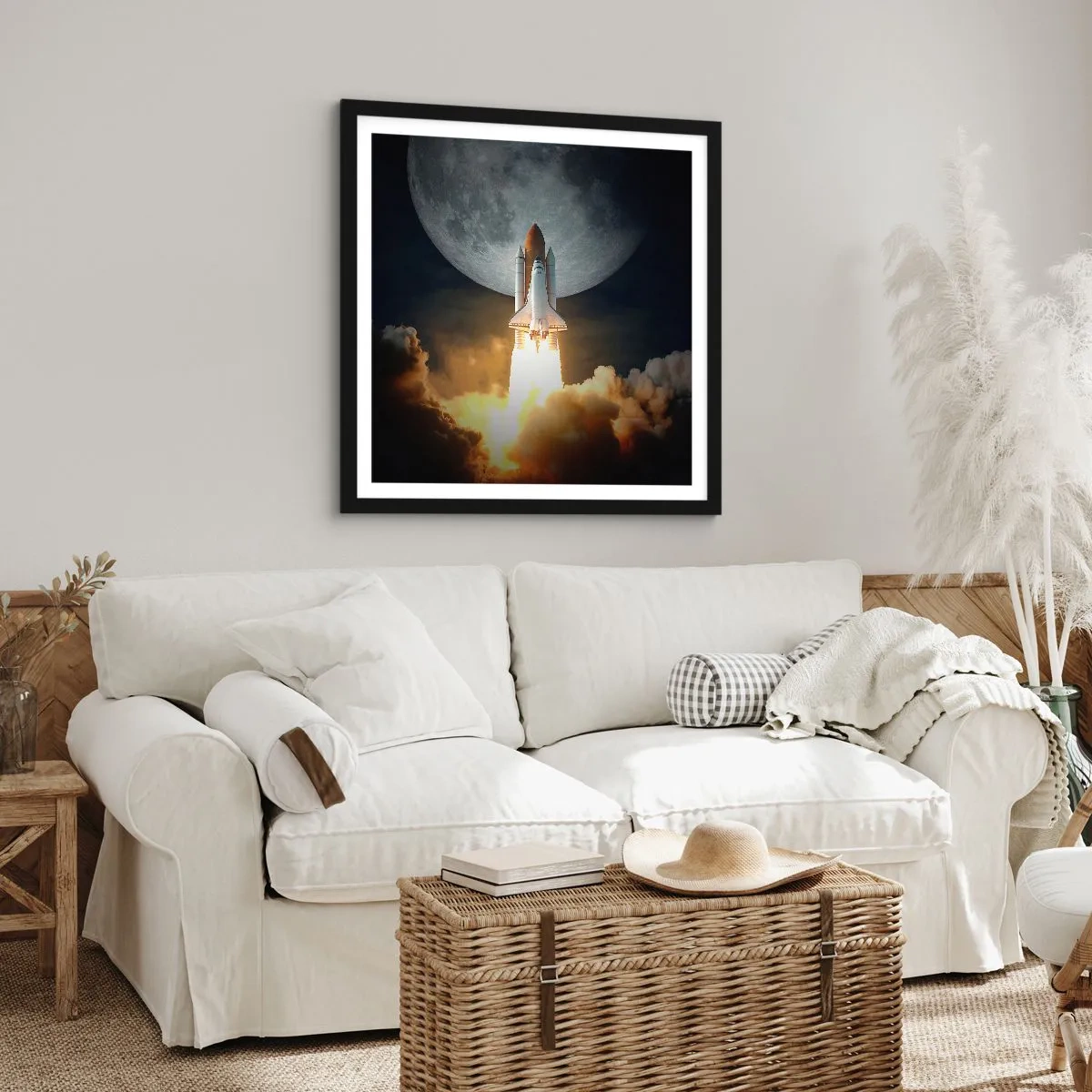 Poster in cornice nera - L'inizio di un'avventura spaziale - 50x50 cm